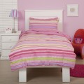 Just Kidding Candy Stripe Duvet Cover by Linen House. Girls Pink& Lilac Striped Duvet Cover